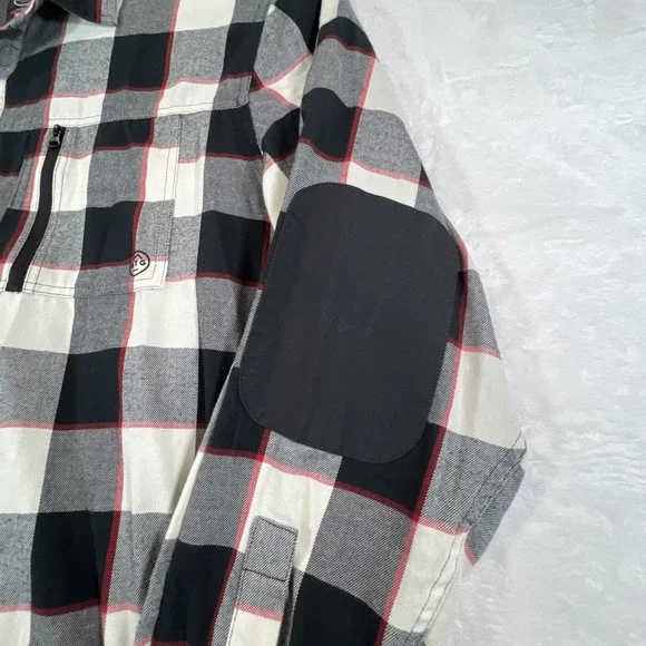 ATG Wrangler Plaid Flannel Shirt Outdoor Mens XXL All Terrain Gear Black Red 2XL - Picture 5 of 12